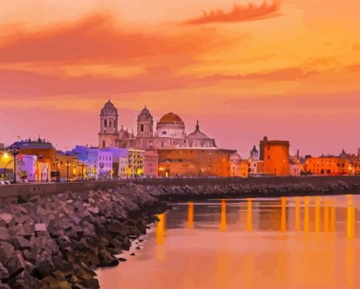 Sunset Cadiz City Diamond Painting