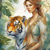 Tiger With Woman Diamond Painting