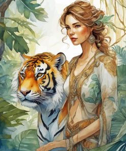 Tiger With Woman Diamond Painting