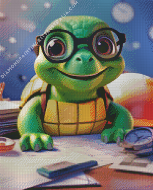 Turtle With Glasses Diamond Painting