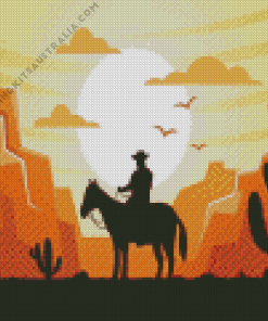 Western Cowboy Silhouette Diamond Painting