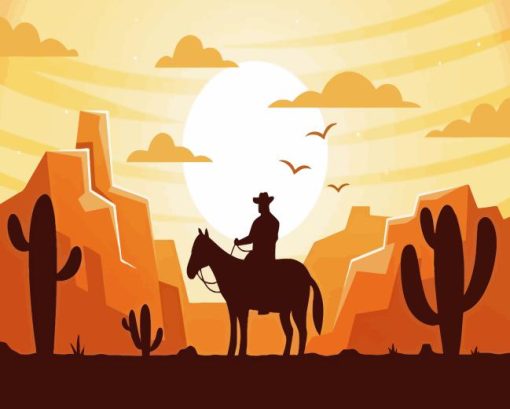 Western Cowboy Silhouette Diamond Painting