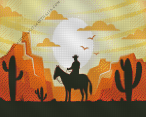 Western Cowboy Silhouette Diamond Painting