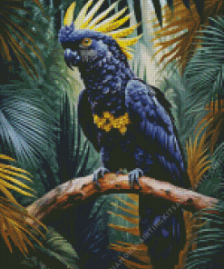 Yellow Tailed Black Cockatoo On Branch Diamond Painting