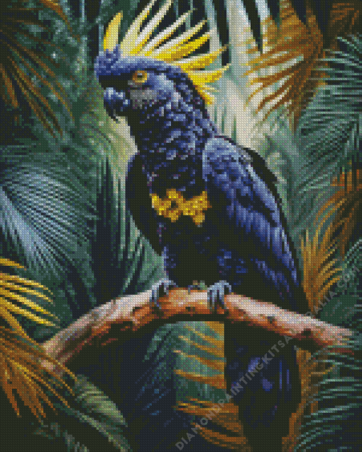 Yellow Tailed Black Cockatoo On Branch Diamond Painting