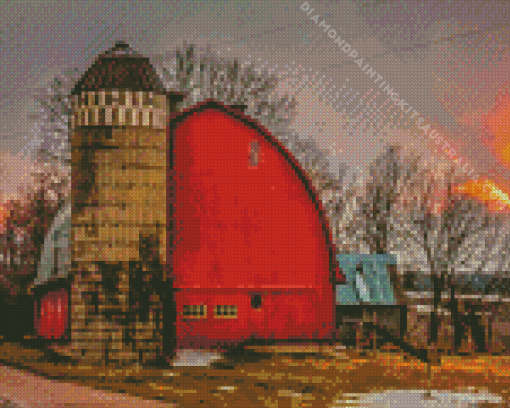 Barn With Silo Diamond Painting