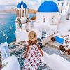 Blonde Girl In Santorini Diamond Painting