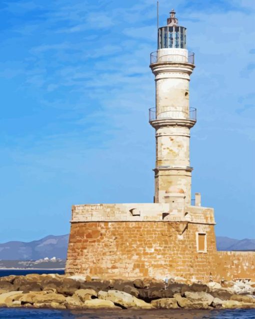 Chania Lighthouse Greece Diamond Painting