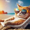 Cool Beach Cat Diamond Painting