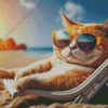 Cool Beach Cat Diamond Painting