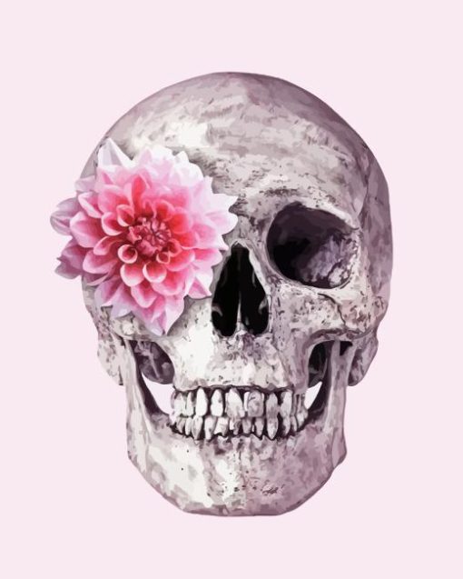 Floral Pink Skull Diamond Painting