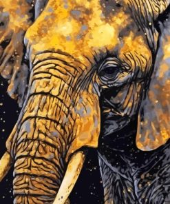 Gold And Black Elephant Diamond Painting