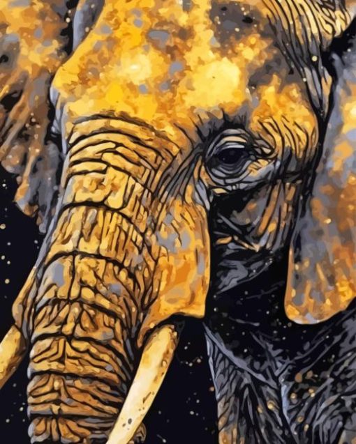 Gold And Black Elephant Diamond Painting