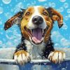 Happy Dog In A Tub Diamond Painting