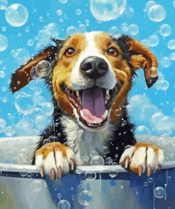 Happy Dog In A Tub Diamond Painting