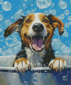 Happy Dog In A Tub Diamond Painting