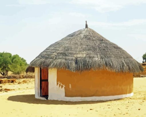 Huts In Desert Diamond Painting