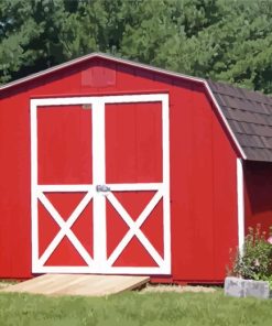 Red Mini Barn Diamond Painting