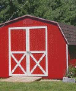 Red Mini Barn Diamond Painting