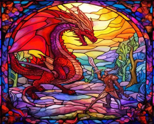 Stained Glass Dragon Diamond Painting