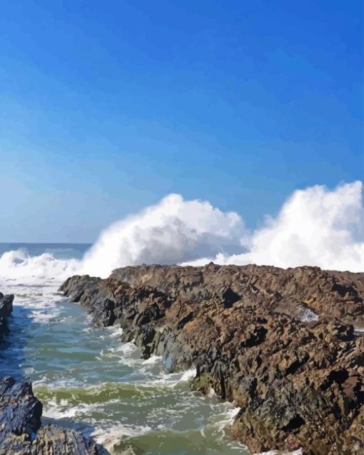 Waves Over Rock Diamond Painting