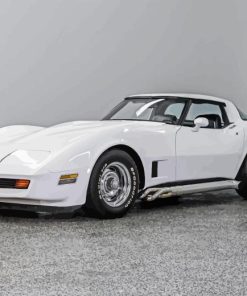 White 1981 Corvette Diamond Painting