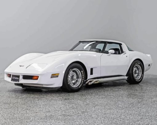 White 1981 Corvette Diamond Painting