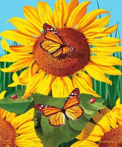 Yellow Sunflower Butterflies Diamond Painting