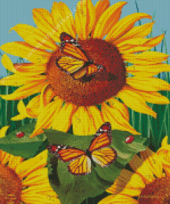 Yellow Sunflower Butterflies Diamond Painting