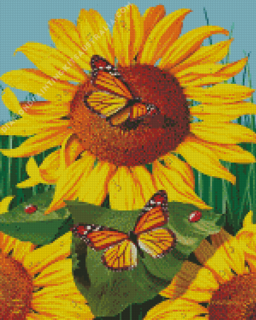 Yellow Sunflower Butterflies Diamond Painting