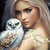 Young Lady With Owl Diamond Painting