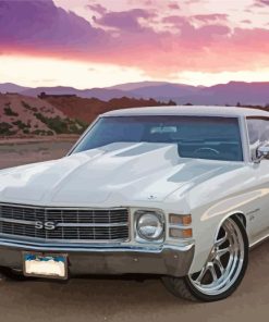 71 Chevelle Car At Sunset Diamond Painting