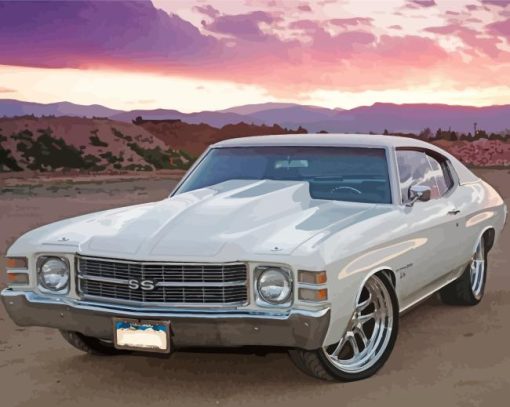 71 Chevelle Car At Sunset Diamond Painting