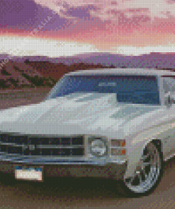 71 Chevelle Car At Sunset Diamond Painting