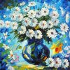 Abstract Vase Of White Flowers Diamond Painting