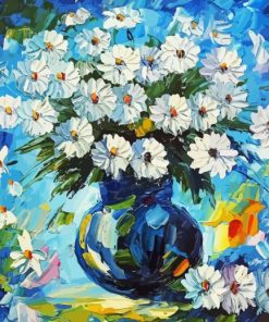 Abstract Vase Of White Flowers Diamond Painting