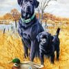 Black Hunting Dogs Diamond Painting