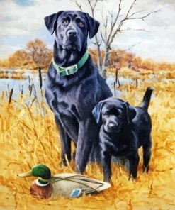 Black Hunting Dogs Diamond Painting