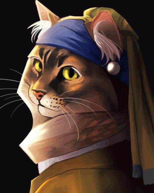 Cat With Pearl Earring Diamond Painting