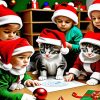 Christmas Children And Cats Diamond Painting