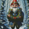 Christmas Dwarf In Snow Diamond Painting