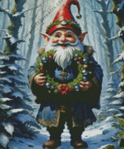 Christmas Dwarf In Snow Diamond Painting