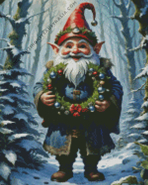 Christmas Dwarf In Snow Diamond Painting