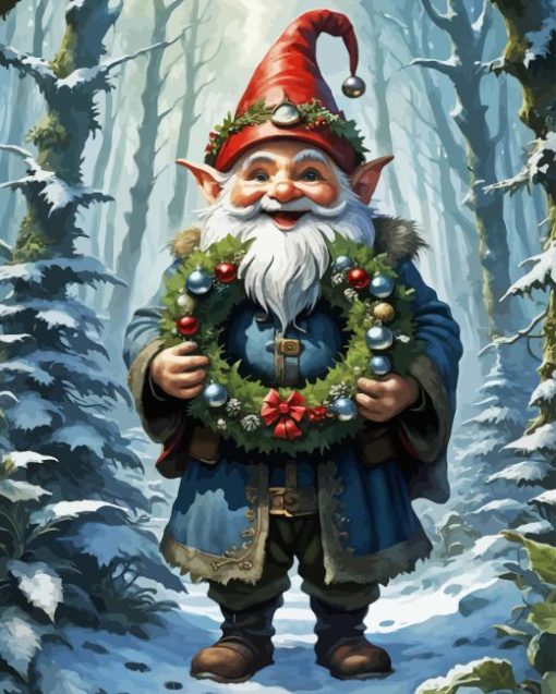 Christmas Dwarf In Snow Diamond Painting