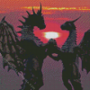 Dragons In Love With Sunset Diamond Painting