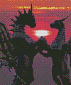 Dragons In Love With Sunset Diamond Painting