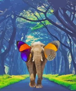 Elephant With Butterfly Wings Diamond Painting