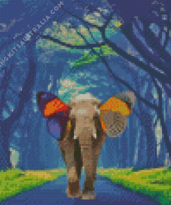 Elephant With Butterfly Wings Diamond Painting