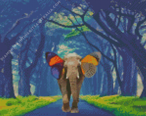 Elephant With Butterfly Wings Diamond Painting