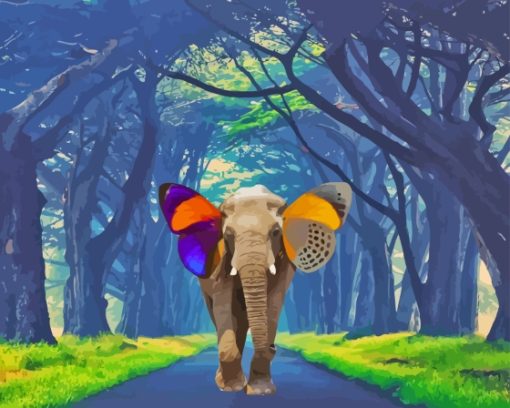 Elephant With Butterfly Wings Diamond Painting